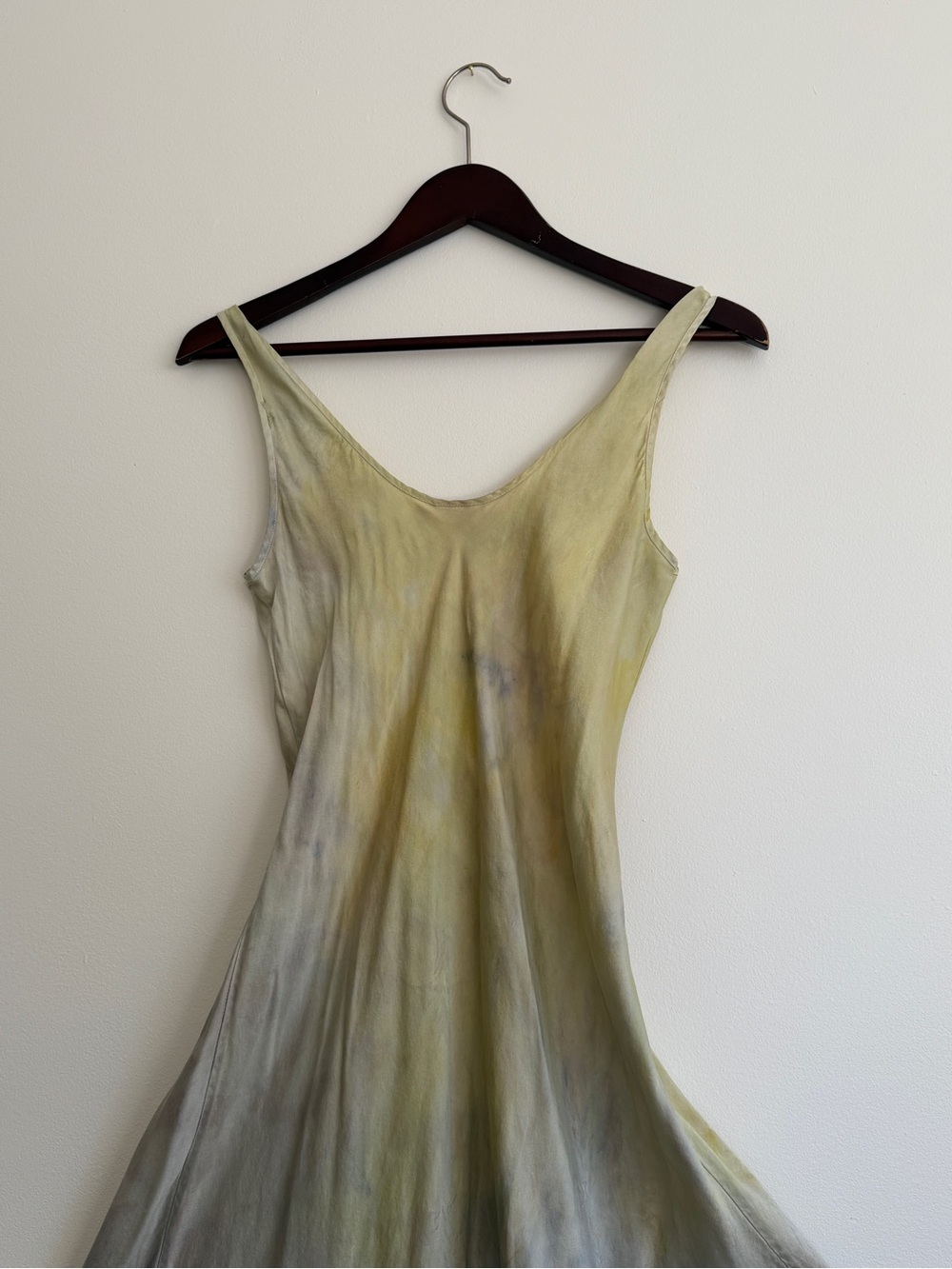 Vintage Hand Dyed Silk Dress with Subtle Multicolor Wash - Picture 15 of 16